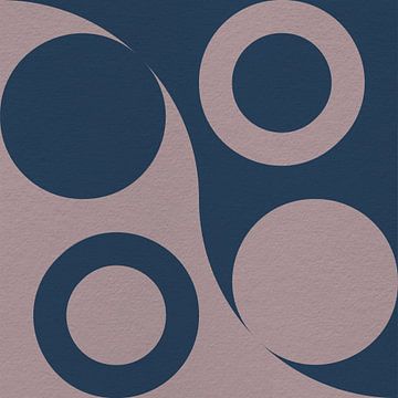 Moderne abstracte minimalistische retro kunst met geometrische vormen in blauw en roze van Dina Dankers