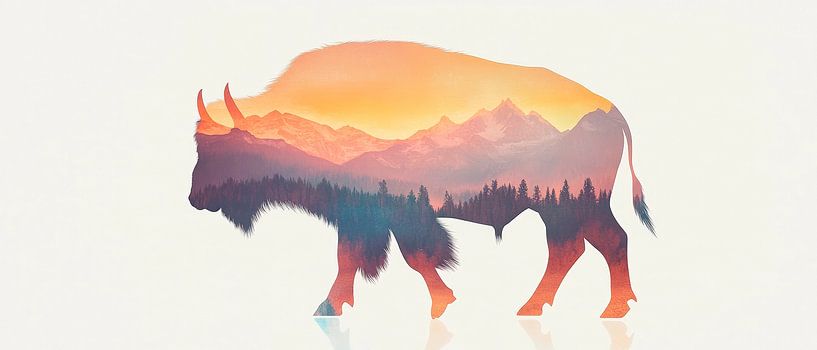 Bison dans la nature par Poster Art Shop