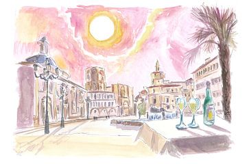 Valencia Spanje met Plaza de la Virgen en fontein van Markus Bleichner