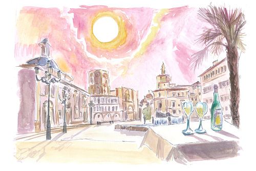 Valence Espagne avec la Plaza de la Virgen et sa fontaine