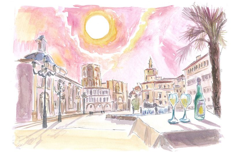 Valencia Spanien mit Plaza de la Virgen und Springbrunnen von Markus Bleichner