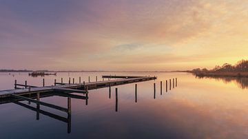Sunrise at Lake Leekster in soft hues by Marga Vroom