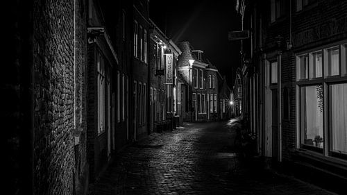 Street in Blokzijl at night