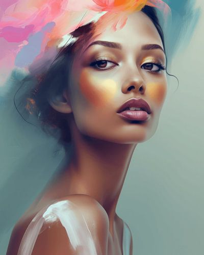 Modern portret in pastelkleuren