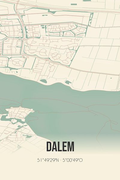 Vintage map of Dalem (South Holland) by Prints of Place