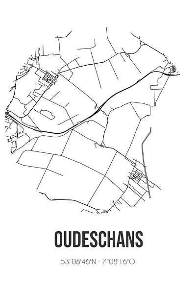 Oudeschans (Groningen) | Map | Black and white by Prints of Place