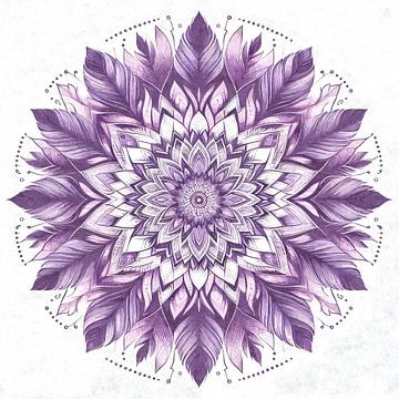 Mandala van paarse veren