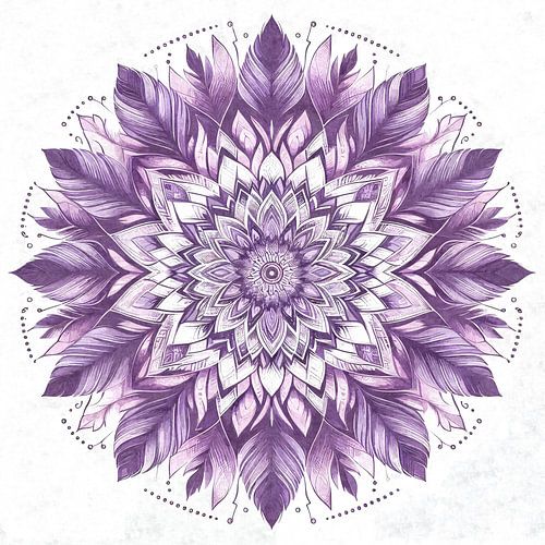 Mandala of violet feathers by Sabine Wagner