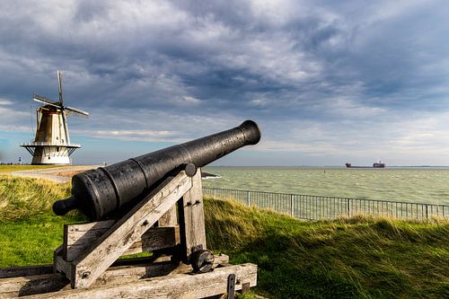 The orange mill in Vlissingen is guarded
