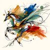 Abstract Phoenix-paard – inkt en aquarelverf van A.D. Digital ART