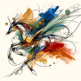 Abstract Phoenix Horse – Ink and watercolours by A.D. Digital ART