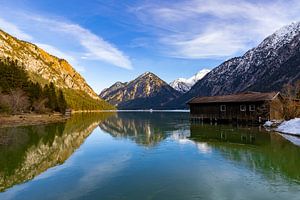 Bergreflectie in Heiterwanger See, Tirol - Reflex de Montagne a Heiterwanger See, Tyrol -    Sunnadog am Heiterwanger See
