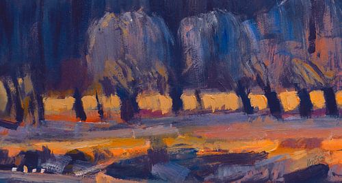 Wilgen in blauw en oranje