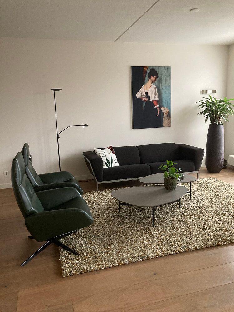 Portrait d'une jeune femme avec le chien Puck - Thérèse Schwartze 