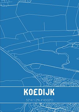 Blauwdruk | Landkaart | Koedijk (Noord-Holland) van MijnStadsPoster