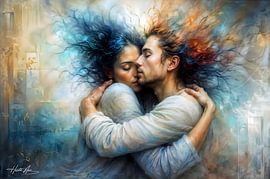 Lovers’ Bedroom – Painting: ‘Embrace’ &: Togetherness by Harald J. Laier