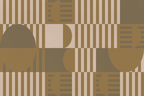 Retro architectuur. Abstracte geometrische kunst in goud en groen