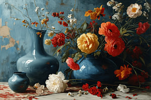 Buntes Stillleben mit Blumen