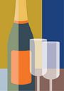 Sparkling wine bottle with two glasses. by Atelier Hedy Marguerite thumbnail