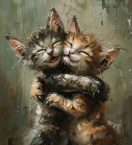 Kitten Cuddle | Furball Friendship Symphony by Eye catching paintings
