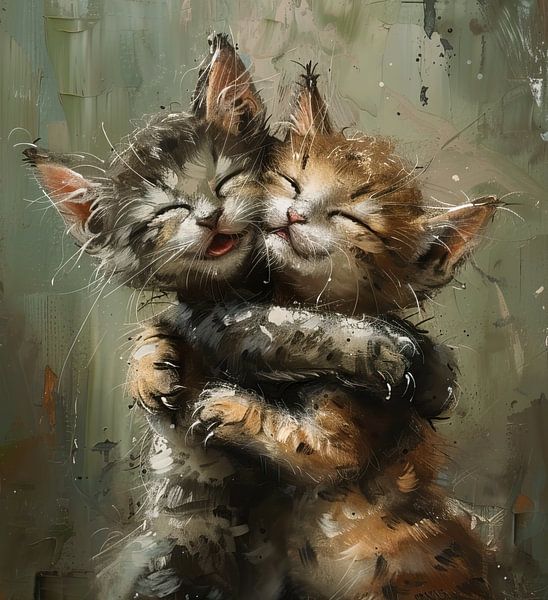 Symphonie d'amitié entre chatons et furets par Peintures accrocheuses