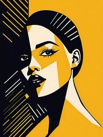 Pop Art Frau Porträt Abstrakte Geometrische Kunst von 1xMerch