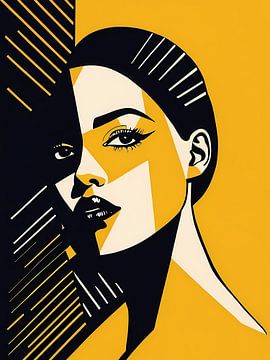 Pop Art Vrouwenportret Abstract Geometrische Kunst