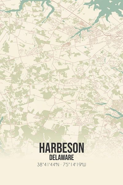 Carte ancienne de Harbeson (Delaware), USA. par Affiches de lieux
