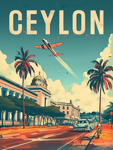 Ceylon Getaway: Tropical Retro Travel Poster
