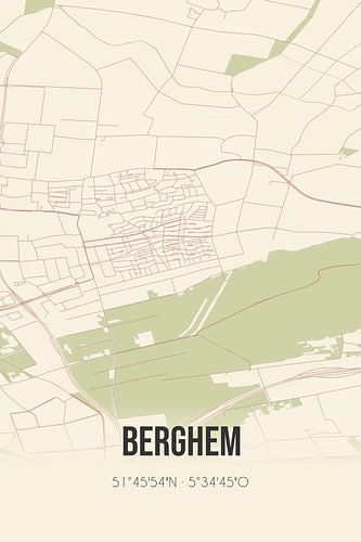 Vintage landkaart van Berghem (Noord-Brabant)