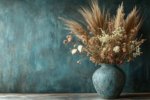 Droogbloemen in rustieke vaas
