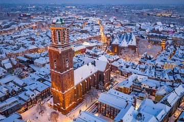 Zwolle Peperbus church tower during a cold winter sunset by Sjoerd van der Wal Photography