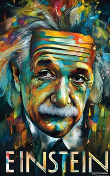 Einstein abstract schilderij van Ayyen Khusna