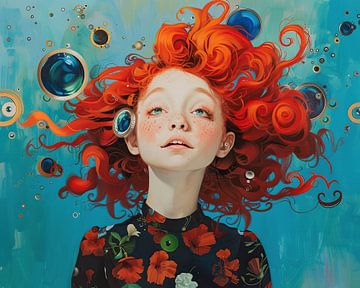 Fiery Curls Ascending van Abstract Schilderij