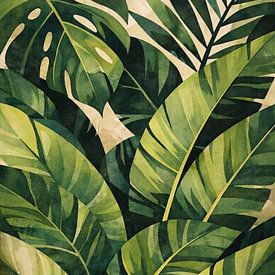 Tropische botanische Blätter im Vintage-Stil von Dodik Hariyono