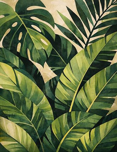 Tropical Botanical Leaves Vintage Style