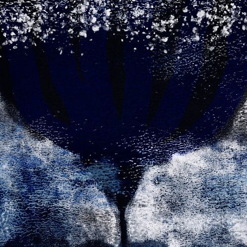 Abstracte bloem. Modern botanisch in blauw, zwart en wit