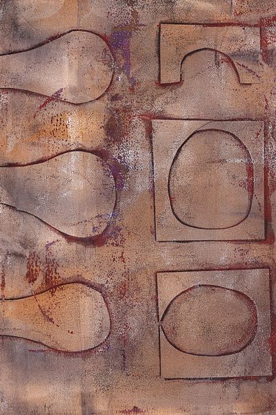 Modern abstract geometric art. Organic shapes in rusty brown and terracotta by Dina Dankers