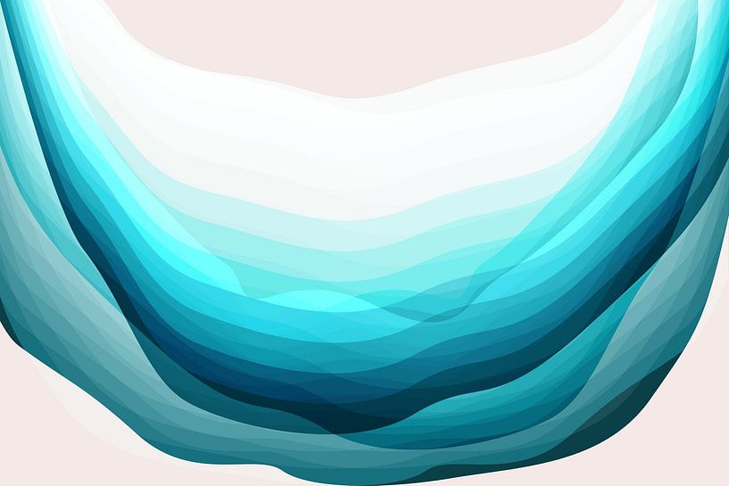 Abstract landscape in light blue and teal by Dina Dankers