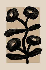 Art abstrait minimaliste noir à motifs floraux sur Melloi Art