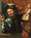 Ein fröhlicher Geigenspieler, Gerard van Honthorst von Meisterhafte Meister Miniaturansicht