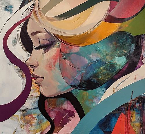 Colourful Female Portrait in Abstract Style