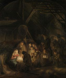 De aanbidding van de herders, leerling van Rembrandt