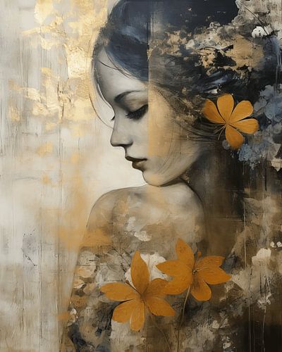 Modern portrait with gold accents by Carla Van Iersel