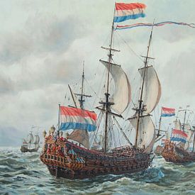 'De 7 Provincien' van Michiel de Ruyter van Maritiem Schilder Arnold de Lange