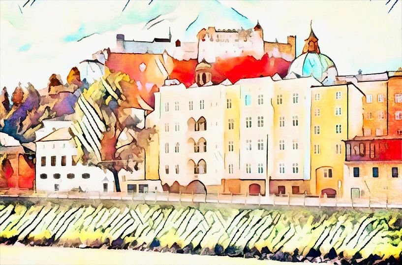 Blick auf die Altstadt von Salzburg von zam art