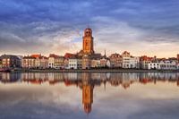 View of Deventer in pastel shades with reflection.