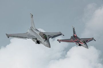The 2018 Rafale Solo Display Team of the French Air Force. On the right the Rafale flying the shows  by Jaap van den Berg