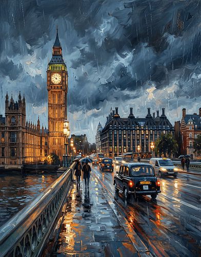 De Big Ben in Londen in de regen