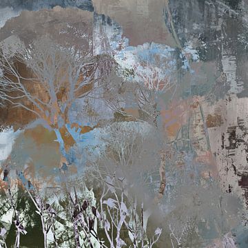 Abstracte natuur | Rustgevende abstracte collage met bomen en vogels van MadameRuiz